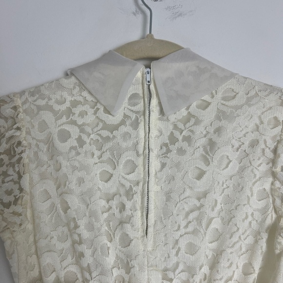 Vintage Girl's First Communion Cream Lace Short Sleeve Attached Necklace Dress 7 - Picture 9 of 13